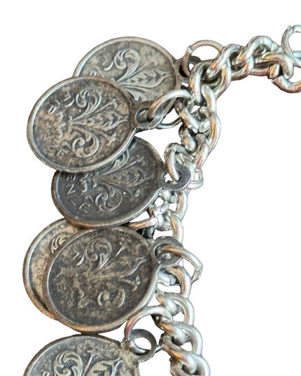 Vintage Firenze Italy Souvenier coin bracelet Le Fleur symbols