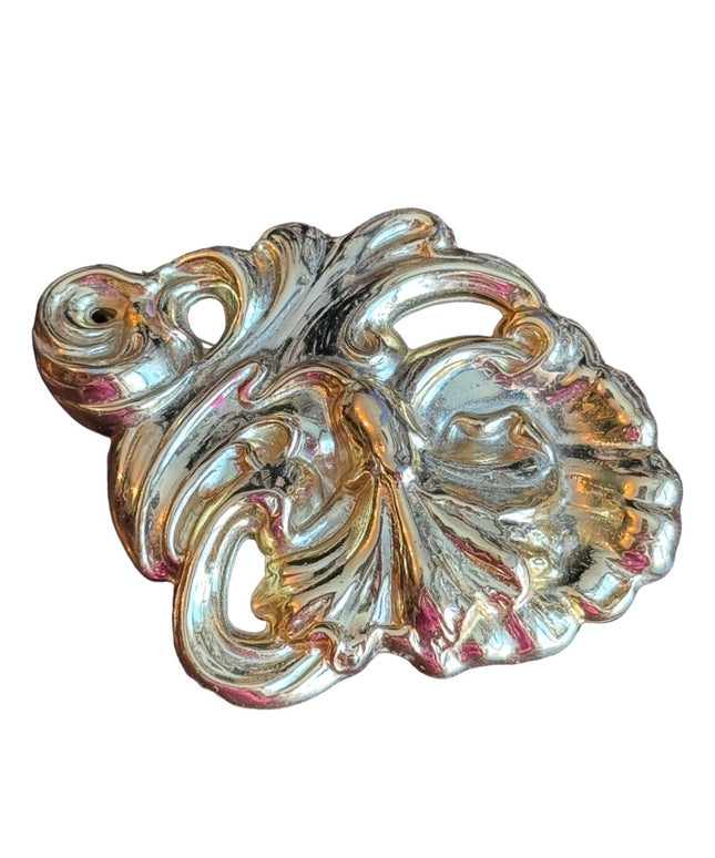 Vintage gold plt art deco revival hollow flower brooch