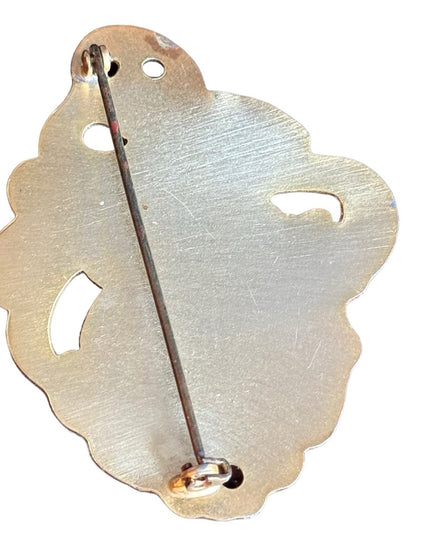 Vintage gold plt art deco revival hollow flower brooch