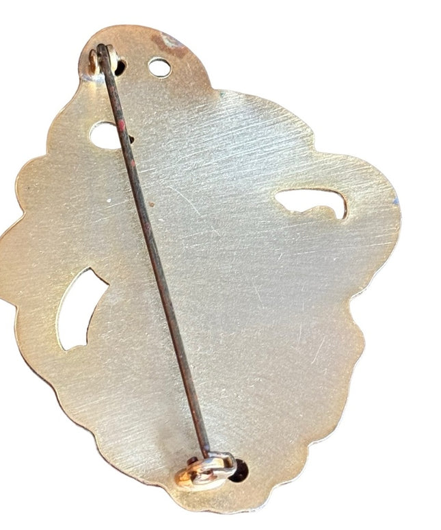 Vintage gold plt art deco revival hollow flower brooch