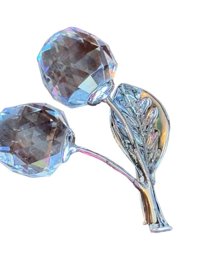 Swarovski authentic clear crystal silver rhodium plated cherry flower brooch