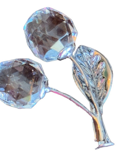 Swarovski authentic clear crystal silver rhodium plated cherry flower brooch