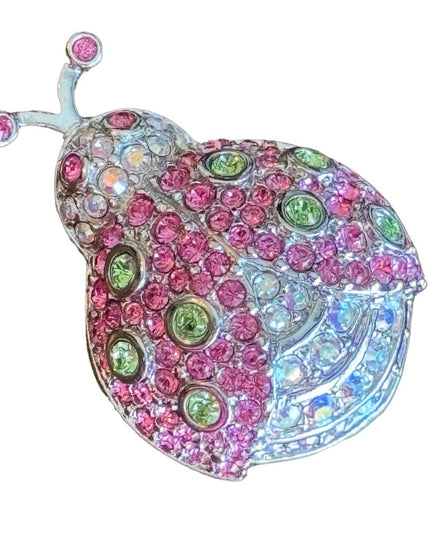 SIGNED SWAROVSKI CRYSTAL LADYBUG PIN ~BROOCH RETIRED RARE NEW PINK