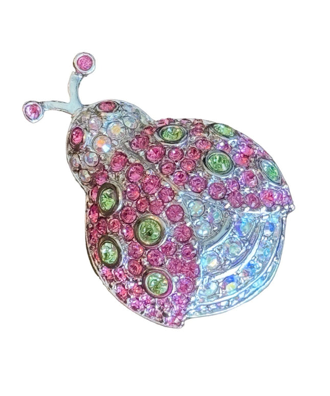SIGNED SWAROVSKI CRYSTAL LADYBUG PIN ~BROOCH RETIRED RARE NEW PINK