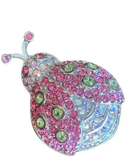 SIGNED SWAROVSKI CRYSTAL LADYBUG PIN ~BROOCH RETIRED RARE NEW PINK