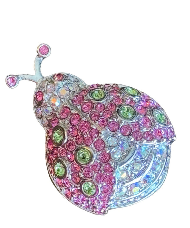 SIGNED SWAROVSKI CRYSTAL LADYBUG PIN ~BROOCH RETIRED RARE NEW PINK