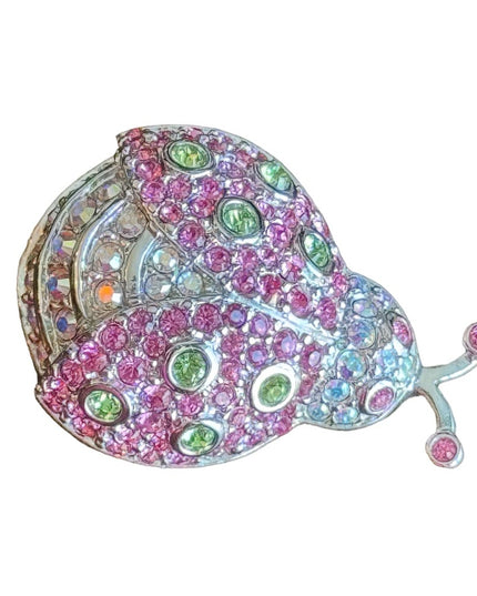 SIGNED SWAROVSKI CRYSTAL LADYBUG PIN ~BROOCH RETIRED RARE NEW PINK