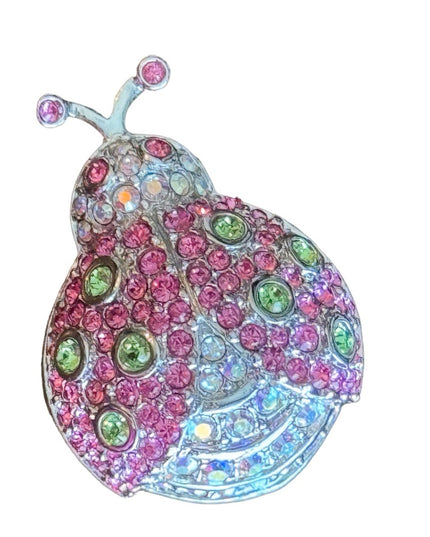 SIGNED SWAROVSKI CRYSTAL LADYBUG PIN ~BROOCH RETIRED RARE NEW PINK