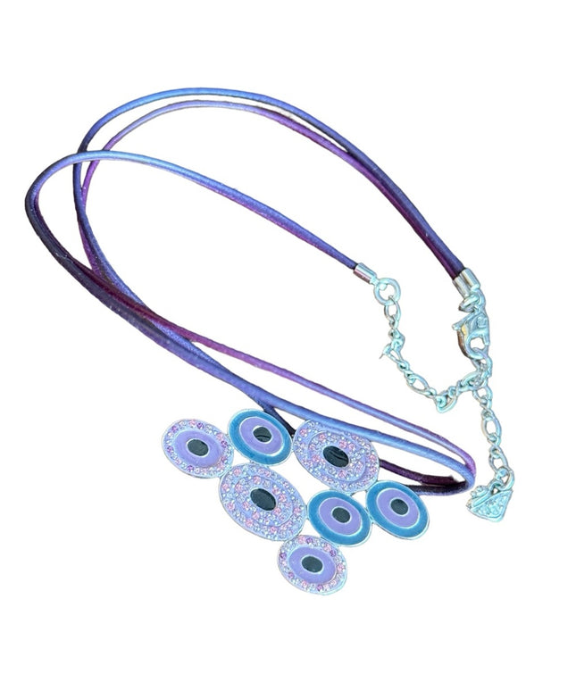 Lovely Swarovski authentic purple & pink crystal rhinstone neckkace on leather