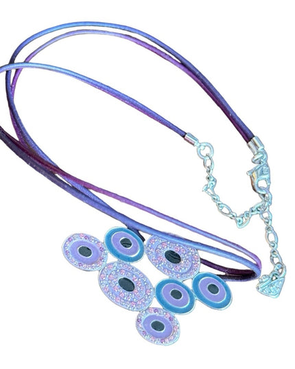 Lovely Swarovski authentic purple & pink crystal rhinstone neckkace on leather