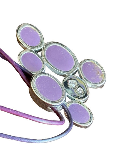 Lovely Swarovski authentic purple & pink crystal rhinstone neckkace on leather