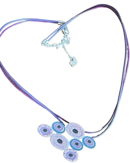 Lovely Swarovski authentic purple & pink crystal rhinstone neckkace on leather