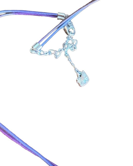 Lovely Swarovski authentic purple & pink crystal rhinstone neckkace on leather