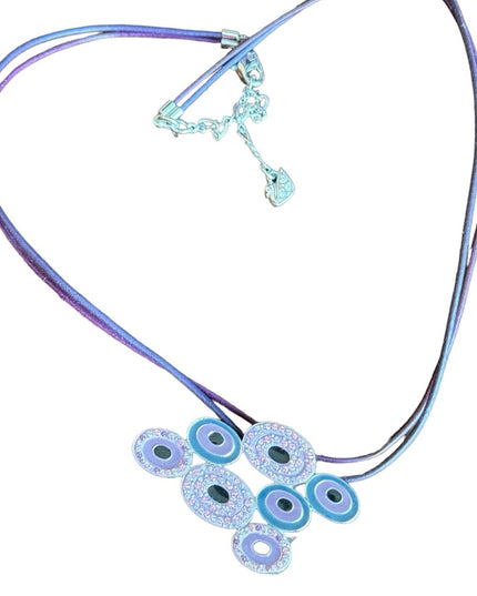 Lovely Swarovski authentic purple & pink crystal rhinstone neckkace on leather