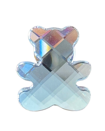 Authentic swarovski clear crystal silver rhodium plated teddy bear brooch pin