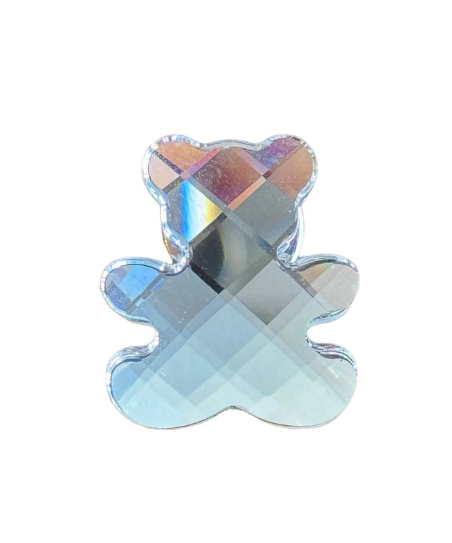 Authentic swarovski clear crystal silver rhodium plated teddy bear brooch pin