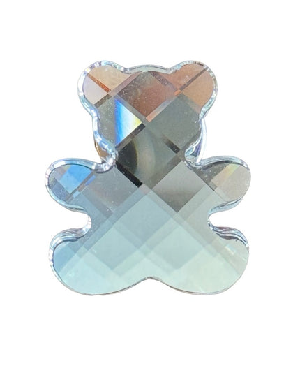 Authentic swarovski clear crystal silver rhodium plated teddy bear brooch pin