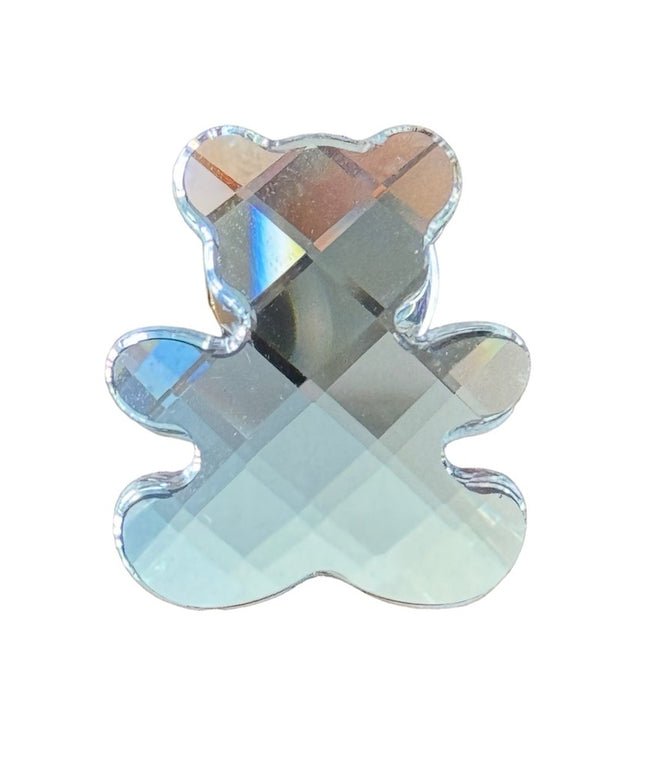 Authentic swarovski clear crystal silver rhodium plated teddy bear brooch pin