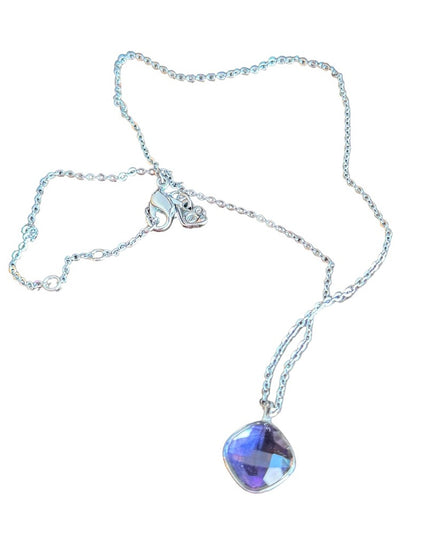 Lovely silver rhodium plate authentic Swarovski purple crystal necklace