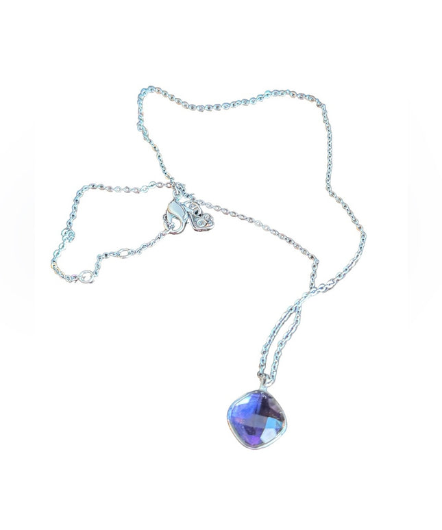 Lovely silver rhodium plate authentic Swarovski purple crystal necklace
