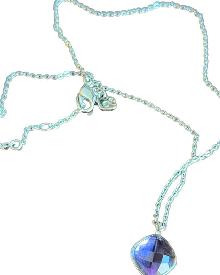Lovely silver rhodium plate authentic Swarovski purple crystal necklace