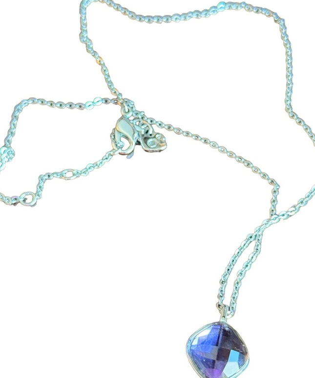 Lovely silver rhodium plate authentic Swarovski purple crystal necklace