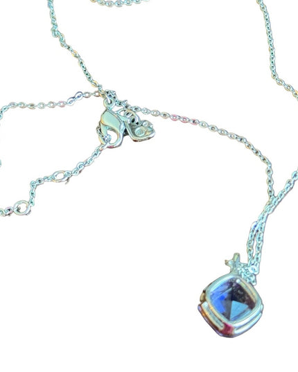 Lovely silver rhodium plate authentic Swarovski purple crystal necklace