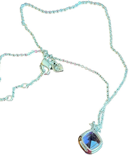 Lovely silver rhodium plate authentic Swarovski purple crystal necklace
