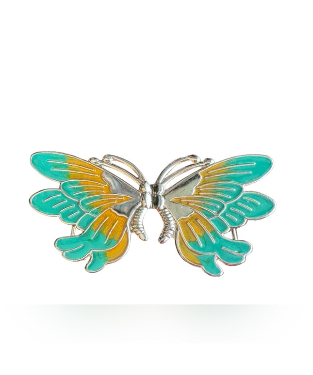 Vintage gold finish colorful enameled butterfly belt buckle