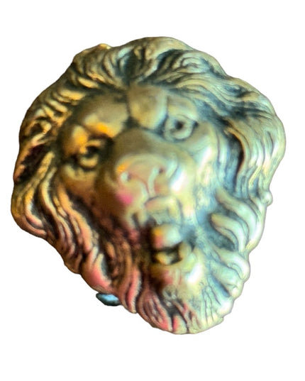 Vintage small brassy lions head brooch
