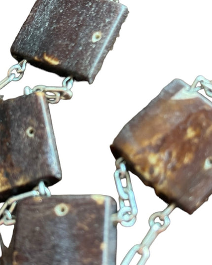 Lovely sterling silver hand made link heart square resin bracelet