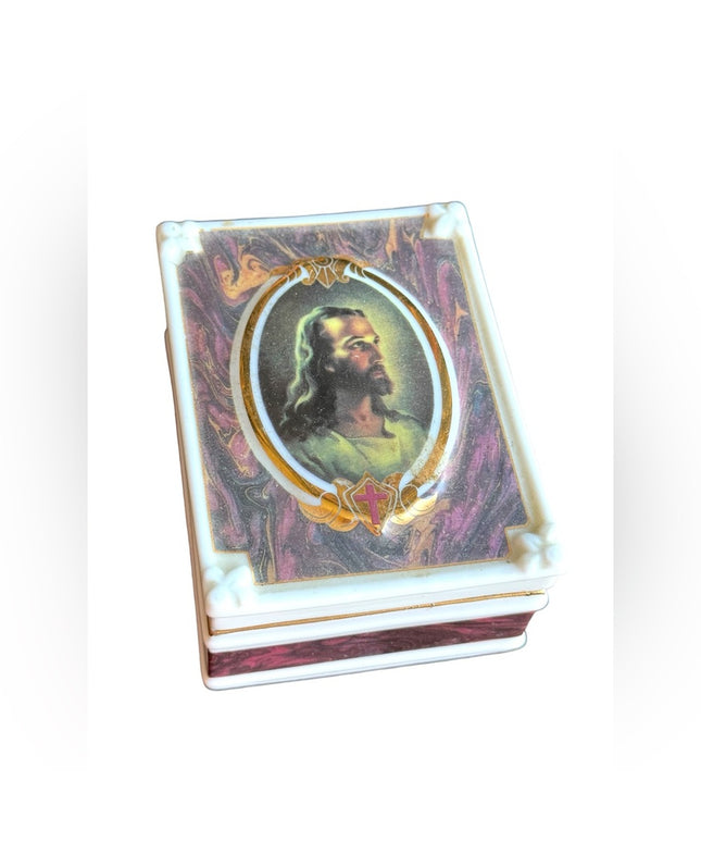 Enesco Vintage 1992 Head id jesus ceramic trinket box