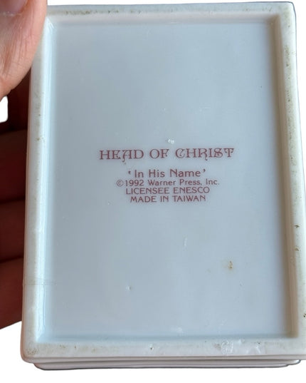 Enesco Vintage 1992 Head id jesus ceramic trinket box