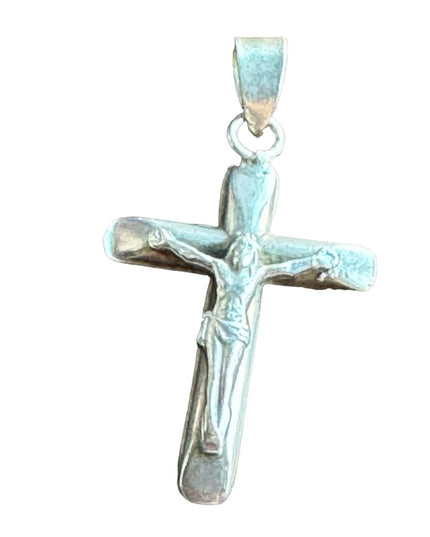 Vintage sterling silver Mexico handmade crucifix cross pendant Catholic