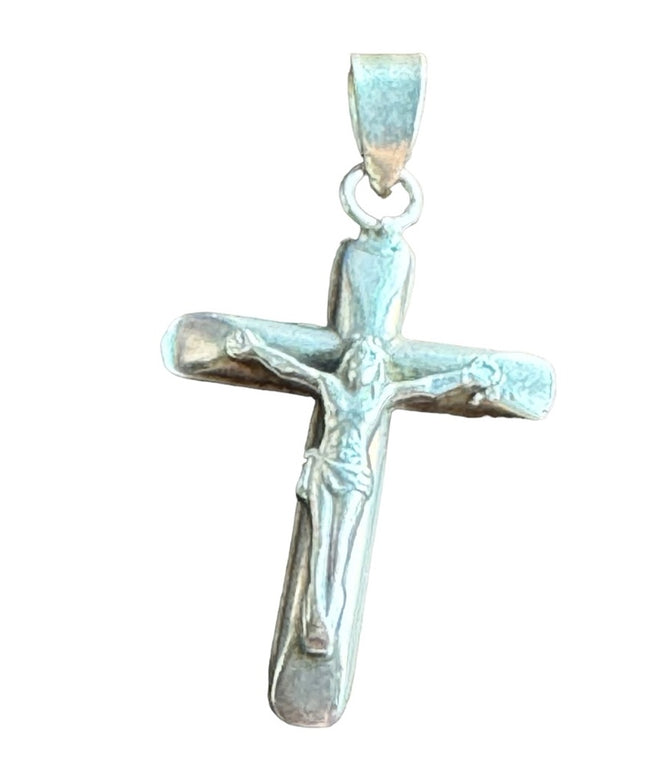 Vintage sterling silver Mexico handmade crucifix cross pendant Catholic