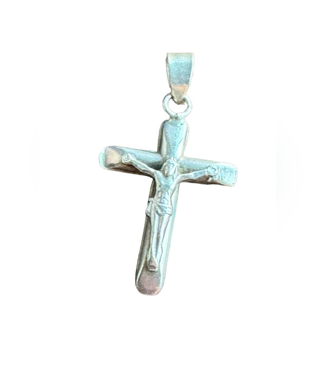 Vintage sterling silver Mexico handmade crucifix cross pendant Catholic
