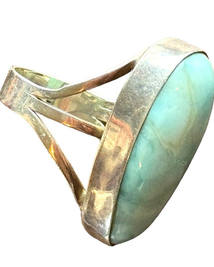 Large sterling silver 925 LARIMAR oval statement ring southwestern style