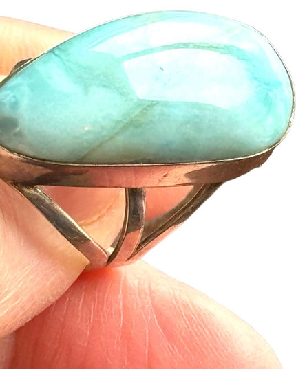 Large sterling silver 925 LARIMAR oval statement ring southwestern style