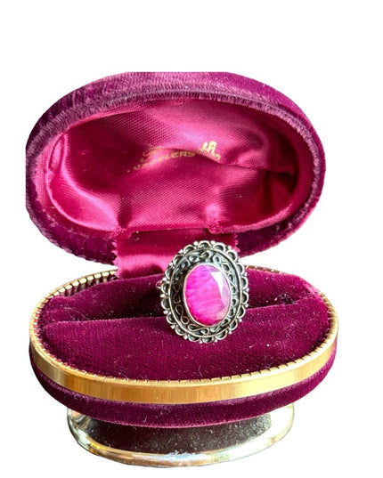 Balenisian hand crafted ornate raw ruby sterling silver 925 statement ring
