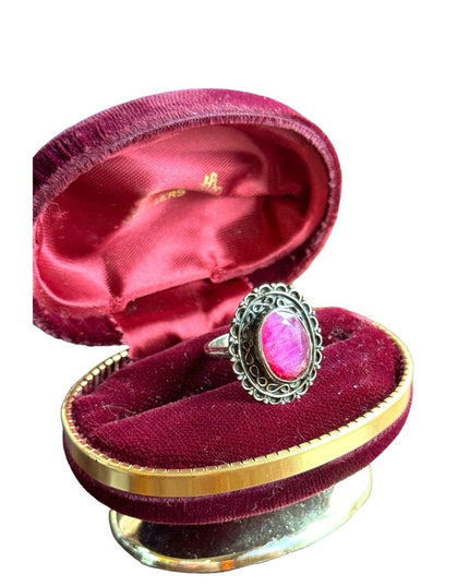 Balenisian hand crafted ornate raw ruby sterling silver 925 statement ring