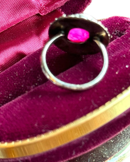 Balenisian hand crafted ornate raw ruby sterling silver 925 statement ring