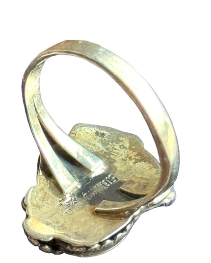 Vintage STERLING 925 ERP (EAGLE) mother of pearl Navajo southwestern ring
