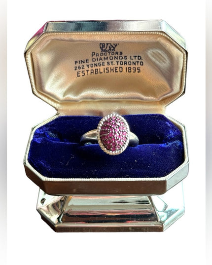 Sterling silver JS 925 real RUBY fancy rhodium plated ring