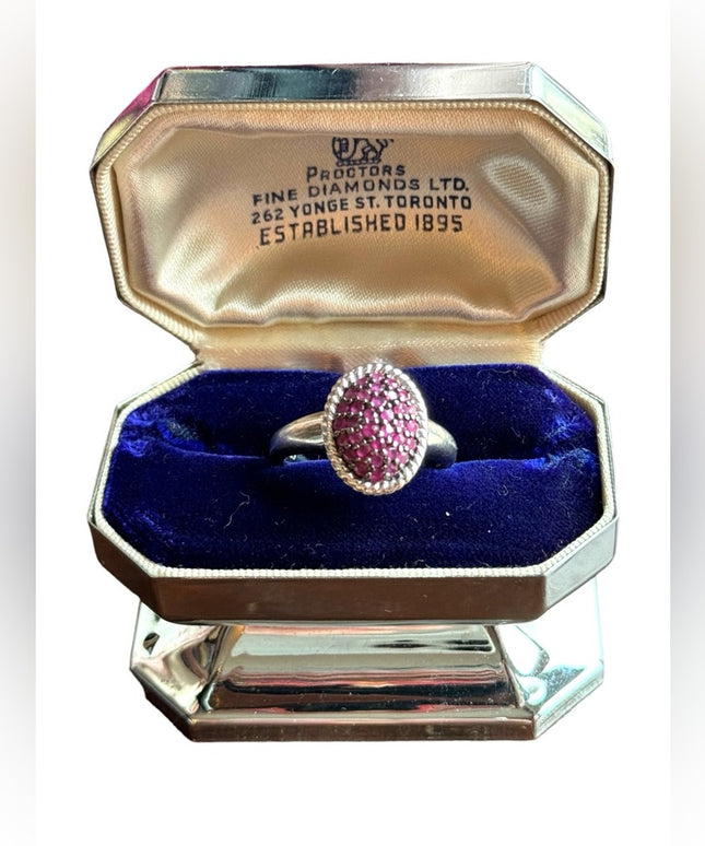 Sterling silver JS 925 real RUBY fancy rhodium plated ring