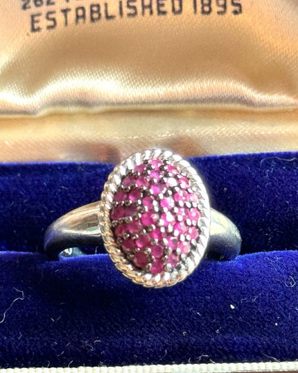Sterling silver JS 925 real RUBY fancy rhodium plated ring
