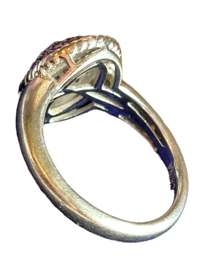 Sterling silver JS 925 real RUBY fancy rhodium plated ring