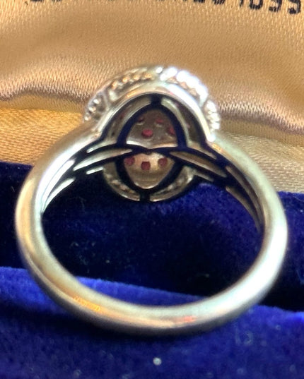Sterling silver JS 925 real RUBY fancy rhodium plated ring