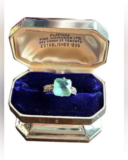Lovely Aquamarine crystal fancy rhodium plated silver Lia Sophia ring