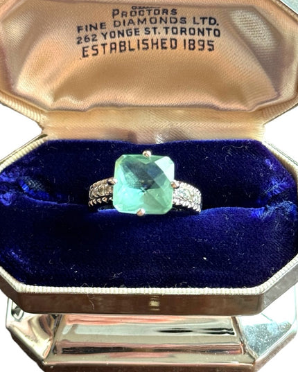 Lovely Aquamarine crystal fancy rhodium plated silver Lia Sophia ring