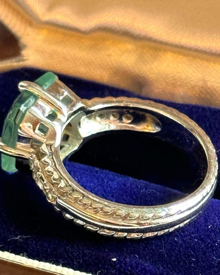 Lovely Aquamarine crystal fancy rhodium plated silver Lia Sophia ring